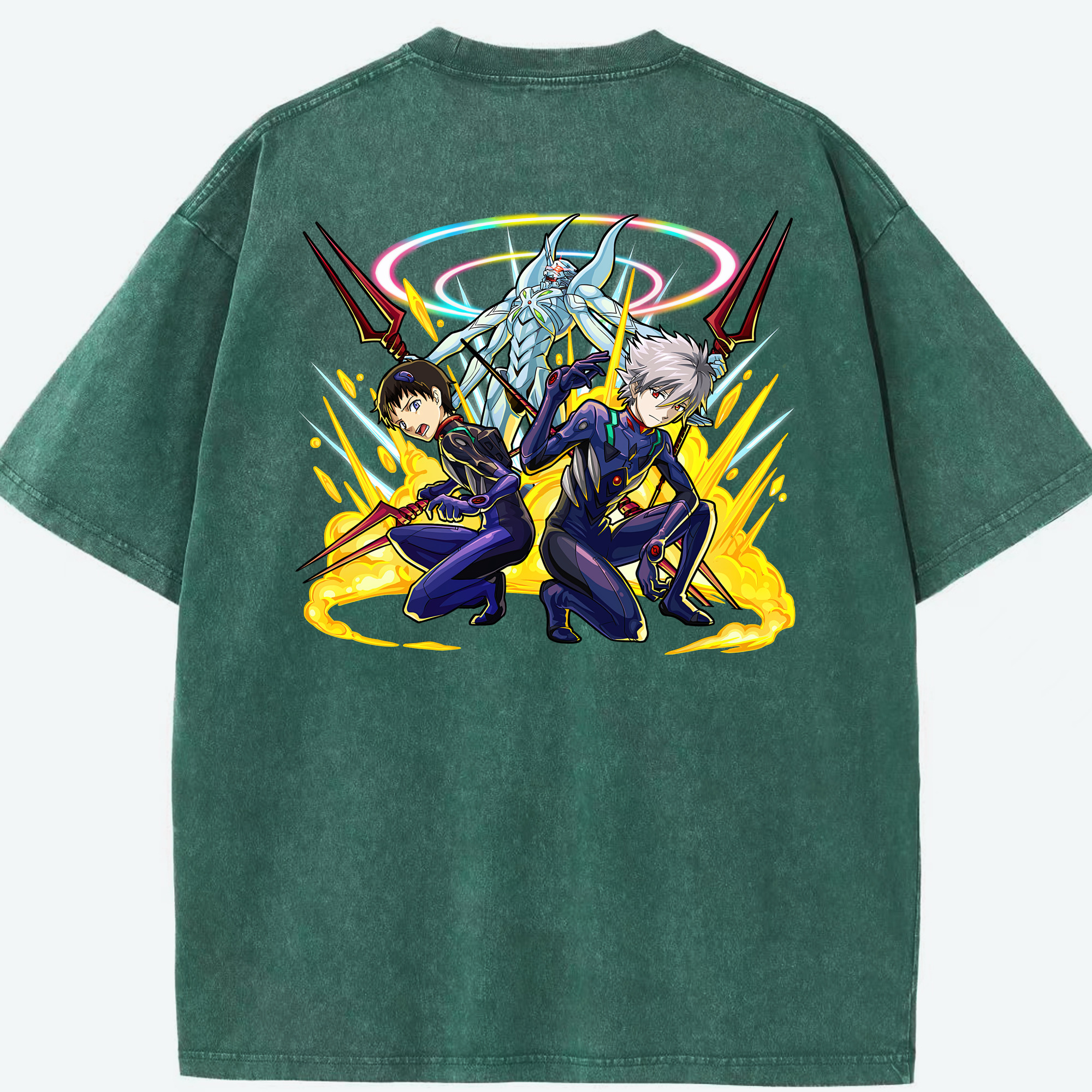 （画像用） EVA 新世紀エヴァンゲリオン 綿100% ヴィンテージ風 半袖Tシャツ（背面プリント）